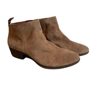 Lucky Brand Suede Belvva Booties Tan Brown Ankle Boots Leather Women's Size 9.5